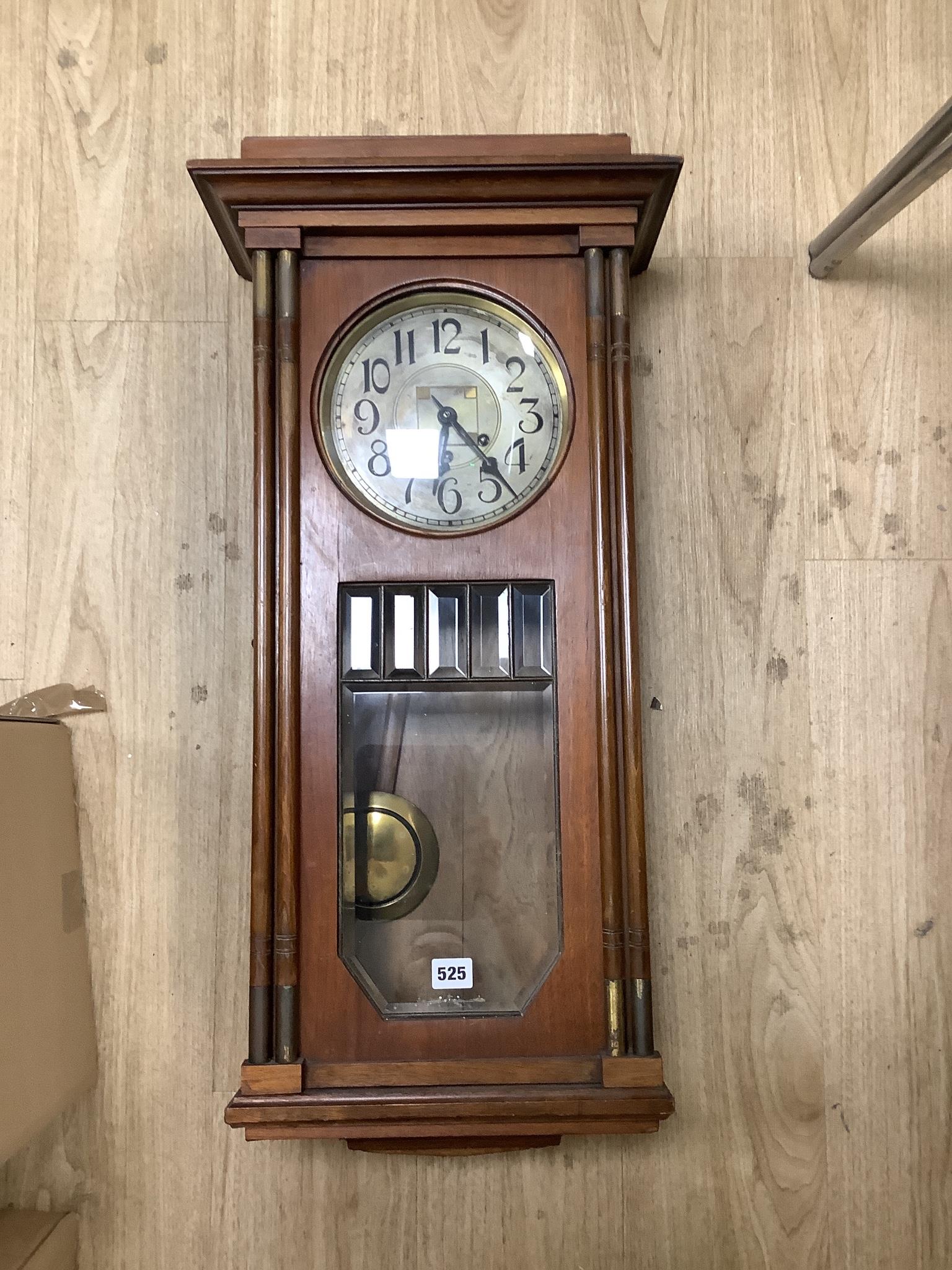 A 1920s mahogany cased Westminster wall clock